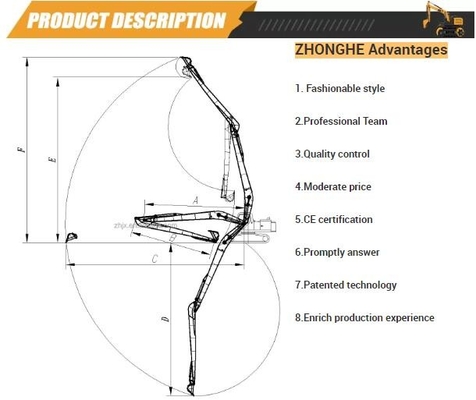 굴착기 CAT 긴 팔 18 22 Zoomlion Hitachi Komatsu 모충을 위한 30 미터